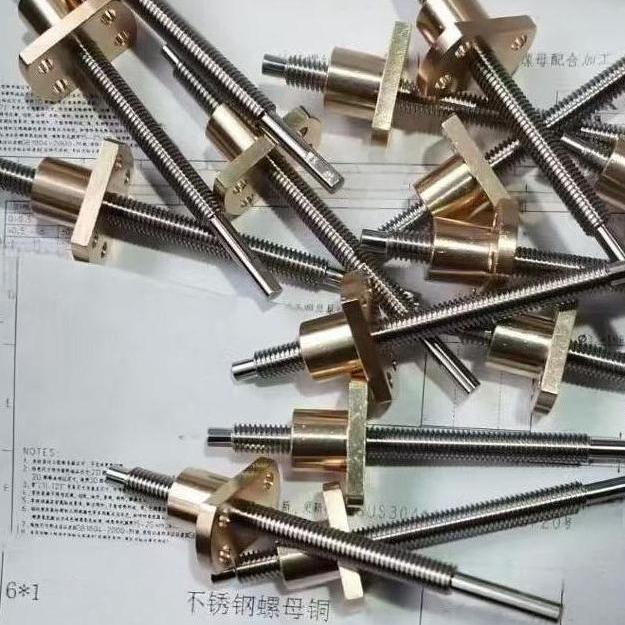 Diameter 6mm Lead 1mm Tr6x1 T6x1 Trapezoidal T6 Lead Screw with Brass Flange Nut Diameter 6mm Lead 1mm Tr6x1 T6x1 Trapezoidal T6 Lead Screw with Brass Flange Nut