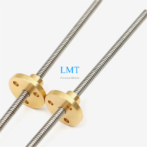 Diameter 4.76mm Lead 1.27mm ACME Lead Screw 4.76x1.27 Single Thread Start and Brass Flange Nut Diameter 4.76mm Lead 1.27mm ACME Lead Screw 4.76x1.27 Single Thread Start and Brass Flange Nut