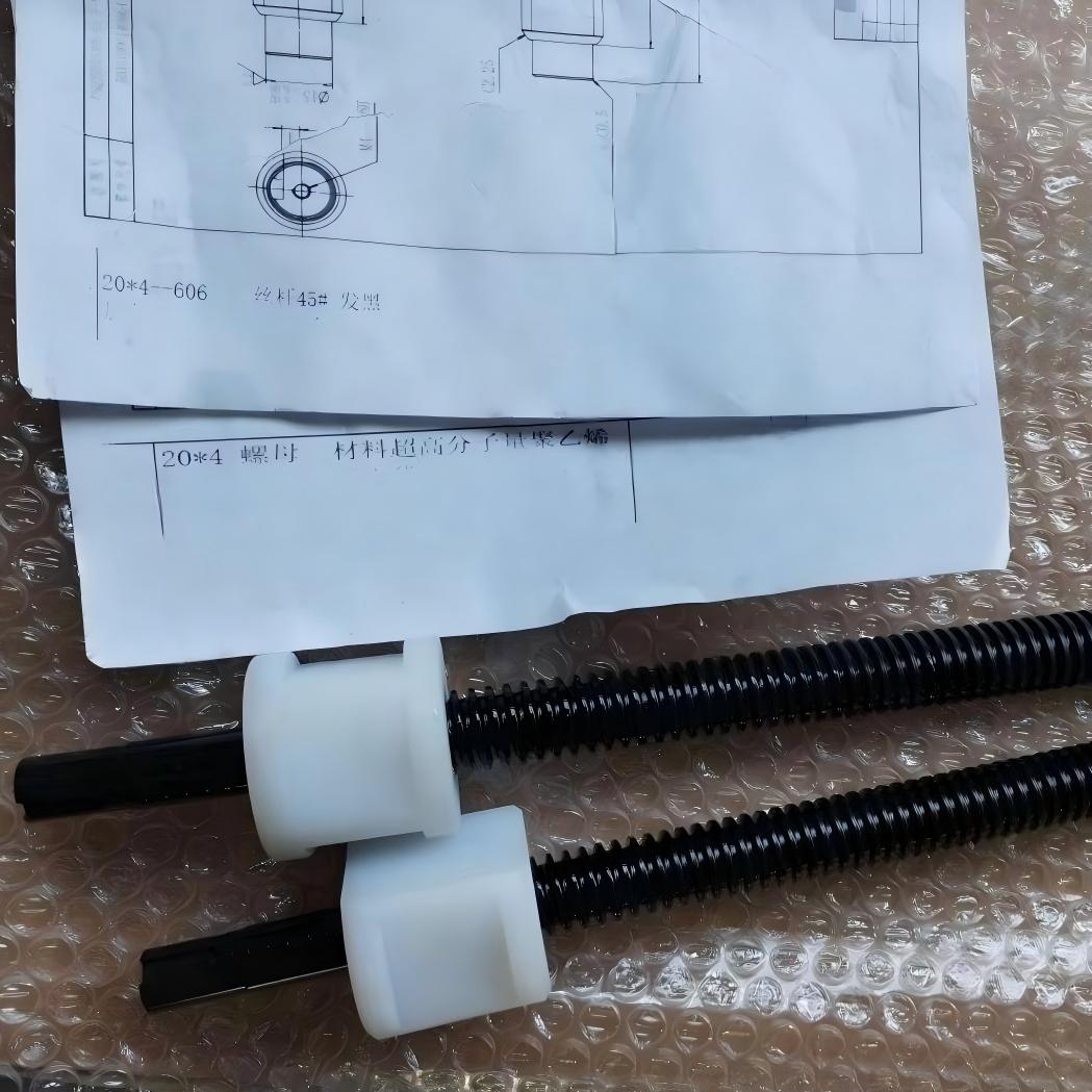 20mm Diameter 4mm Lead Tr20x4 S45C Black Oxide Coating Lead Screw And Plastic Nut 20mm Diameter 4mm Lead Tr20x4 S45C Black Oxide Coating Lead Screw And Plastic Nut