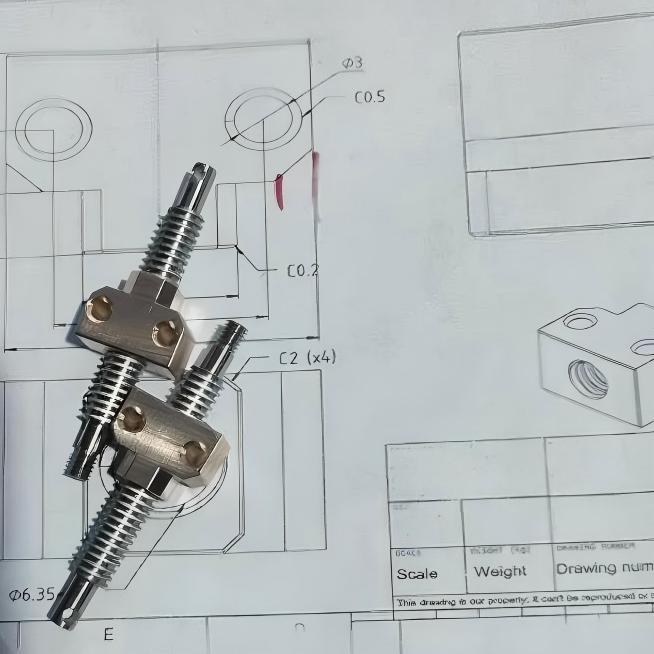 Diameter 6.35mm Lead 1.27mm Tr6.35x1.27 T6.35x1.27 Lead Screw with Brass Nut Diameter 6.35mm Lead 1.27mm Tr6.35x1.27 T6.35x1.27 Lead Screw with Brass Nut