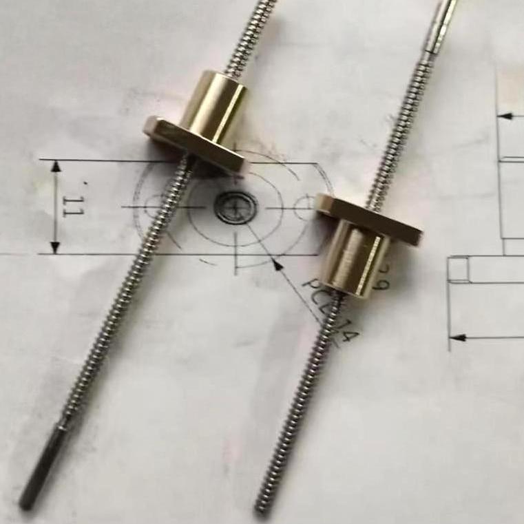 3mm Trapezoidal Thread 1mm Lead Tr3x1 T3x1 Lead Screw with Brass Flange Nut 3mm Trapezoidal Thread 1mm Lead Tr3x1 T3x1 Lead Screw with Brass Flange Nut
