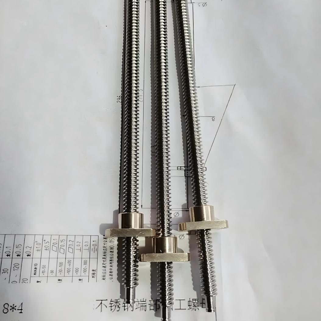Diameter 8mm Lead 4mm Tr8x4 T8x4 Customized Shaft End Trapezoidal Lead Screw with Nuts Diameter 8mm Lead 4mm Tr8x4 T8x4 Customized Shaft End Trapezoidal Lead Screw with Nuts