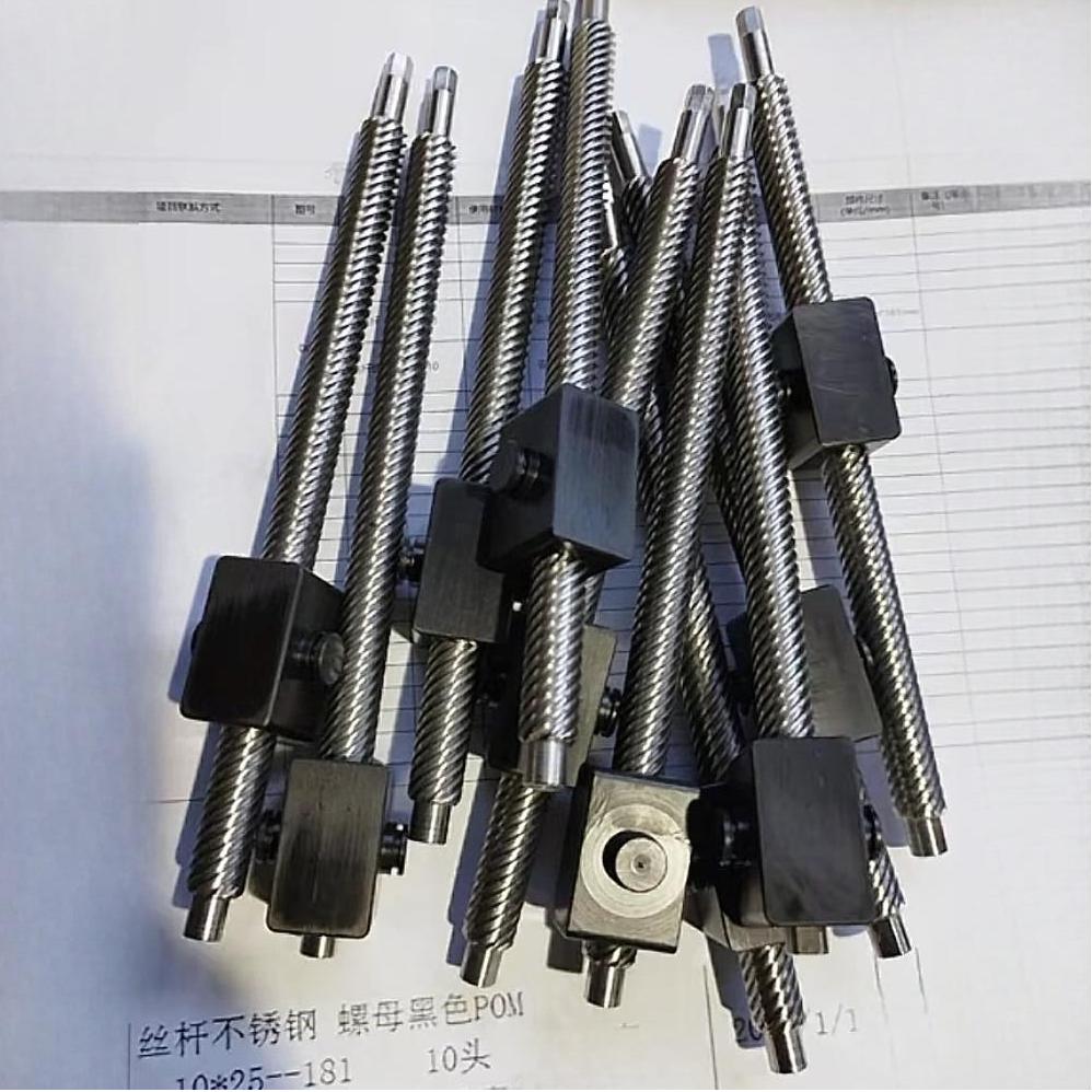 Diameter 10mm Lead 25mm Tr10x25 T10x25 SUS304 Trapezoidal Lead Screw with POM Nut Diameter 10mm Lead 25mm Tr10x25 T10x25 SUS304 Trapezoidal Lead Screw with POM Nut