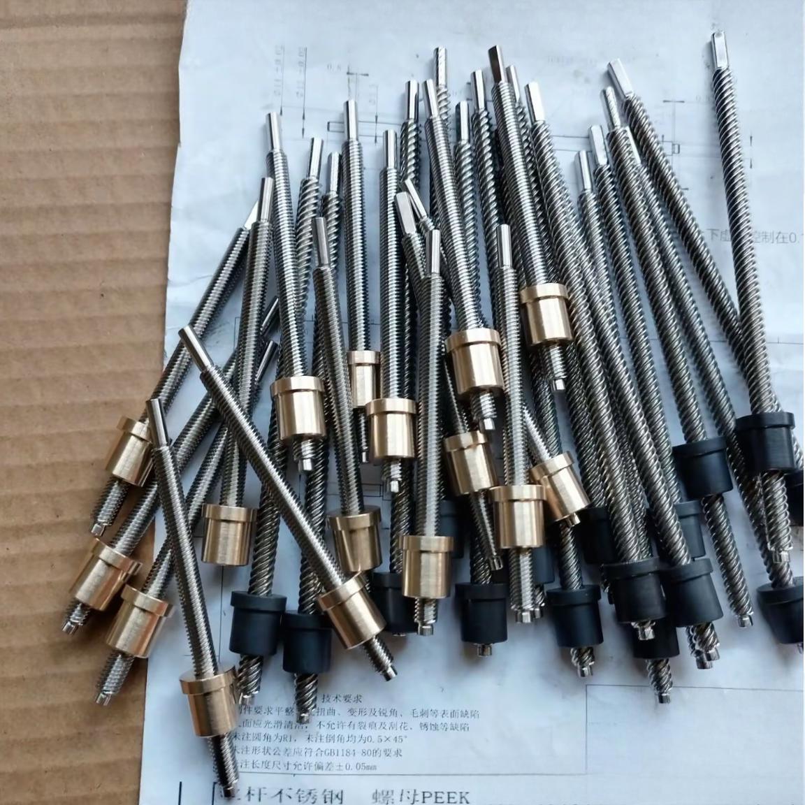 Tr6x6 Tr6x12 Diameter 6mm Lead 6mm 12mm SUS304 Lead Screw And Brass PEEK Nuts Tr6x6 Tr6x12 Diameter 6mm Lead 6mm 12mm SUS304 Lead Screw And Brass PEEK Nuts