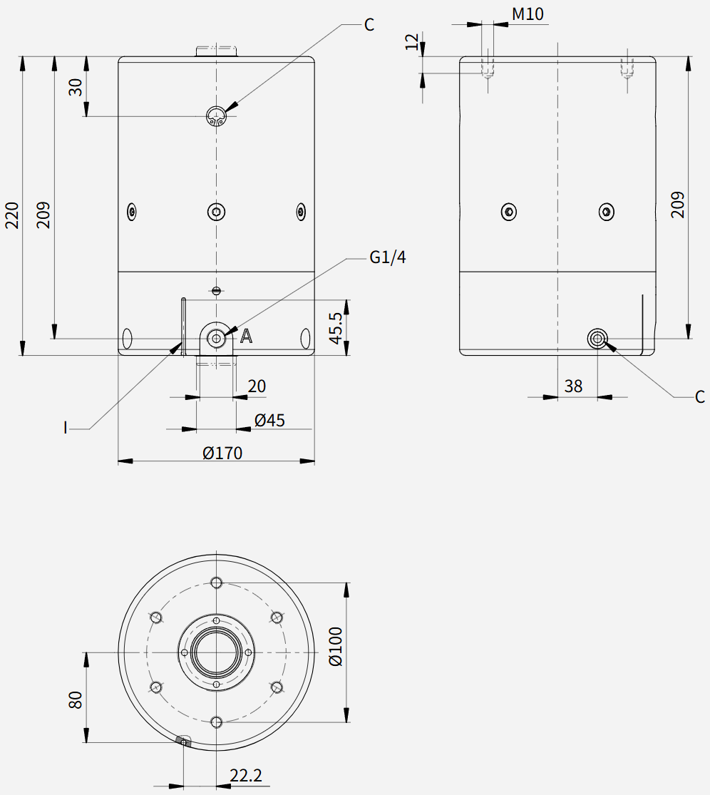 LRBPS45 Round Shaft Pneumatic Normally Closed Clamp Drawing LRBPS45 Round Shaft Pneumatic Normally Closed Clamp Drawing
