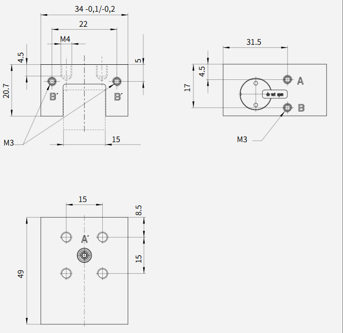 LMLK15B Pneumatic Normally Open Clamp Drawing LMLK15B Pneumatic Normally Open Clamp Drawing