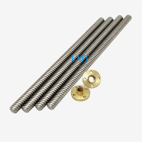 T8x8 Pitch 2mm 4 Thread Starts Stainless Steel Lead Screw with Copper Nut for 3D Printer 