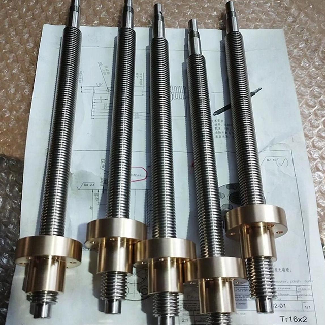 Diameter 16mm Lead 2mm Tr16x2 T16x2 SUS304 Lead Screw with Bronze Flange Nut