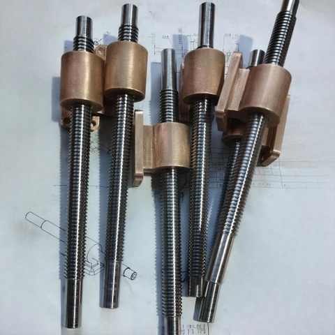 12mm Diameter 2mm Lead Tr12x2 T12x2 Trapezoidal Lead Screw And Tin Bronze Nut