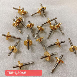 Diameter 5mm Pitch 1mm Tr5x1 SUS304 Lead Screw And Brass Flange Nut