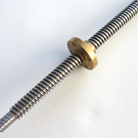 Tr12x3 Stainless Steel Trapezoidal Lead Screw And Brass Flange Nut