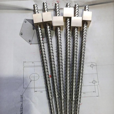 Diameter 10mm Lead 24mm Tr10x24 T10x24 SUS304 Lead Screw with Brass Square Nut