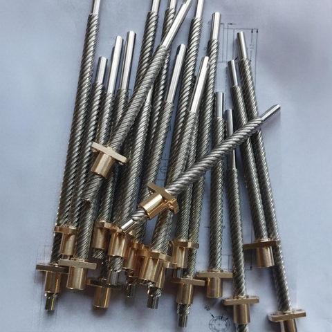 Outer Diameter 8mm Lead 24mm Lead Screw Tr8x24 And Brass Flange Nut 