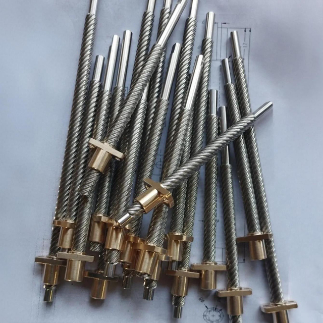Outer Diameter 8mm Lead 24mm Lead Screw Tr8x24 And Brass Flange Nut 