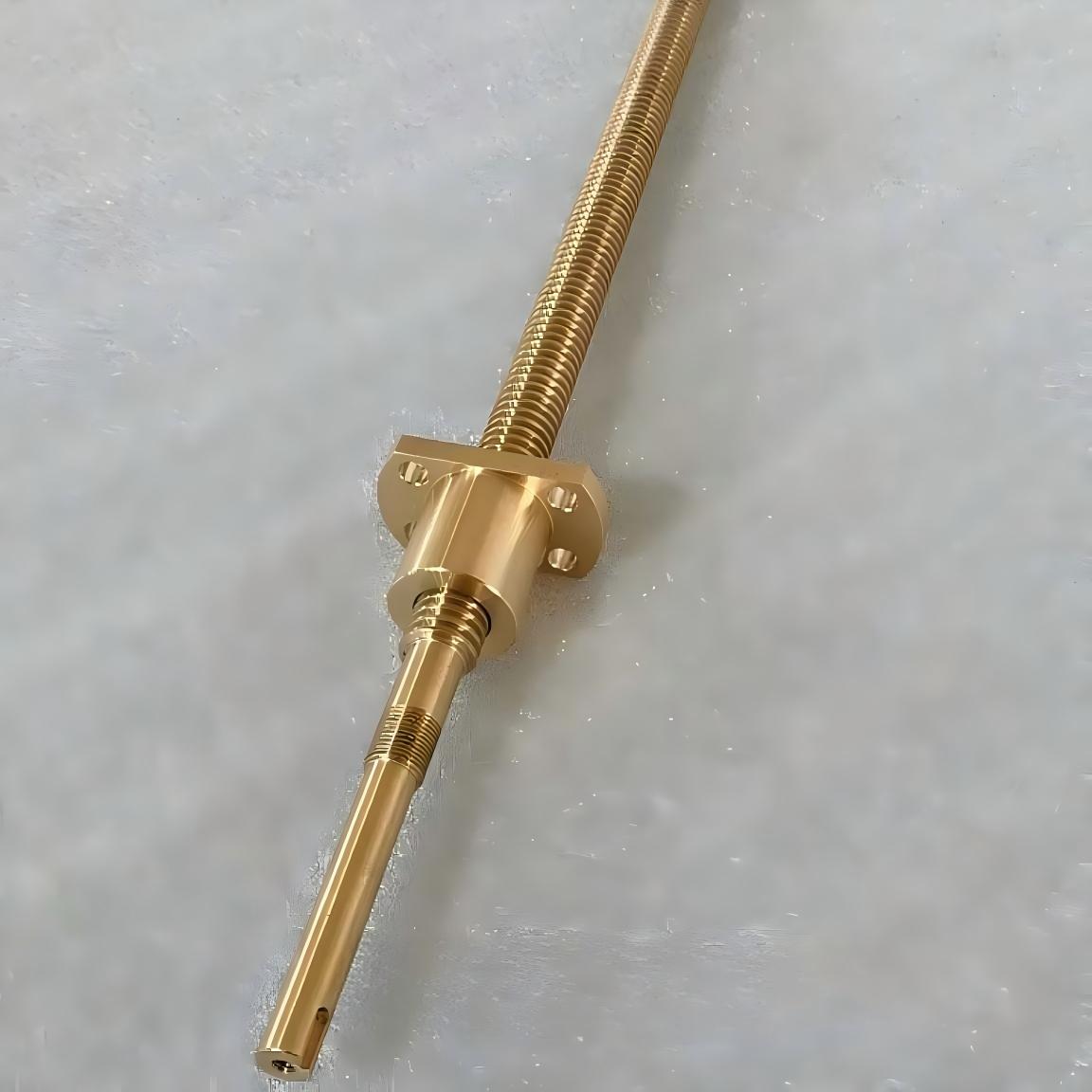 T16 Diameter 16mm Corrosion Resistance Tr16x3 Brass Lead Screw And Flange Nut