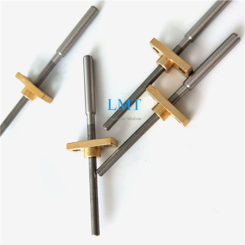 Diameter 6mm Lead 0.5mm Tr6x0.5 T6x0.5 Trapezoidal Lead Screw And Flange Brass Nut