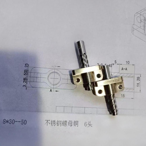 T8x30 Diameter 8mm Lead 30mm Tr8x30 Stainless Steel Lead Screw with Brass Nut
