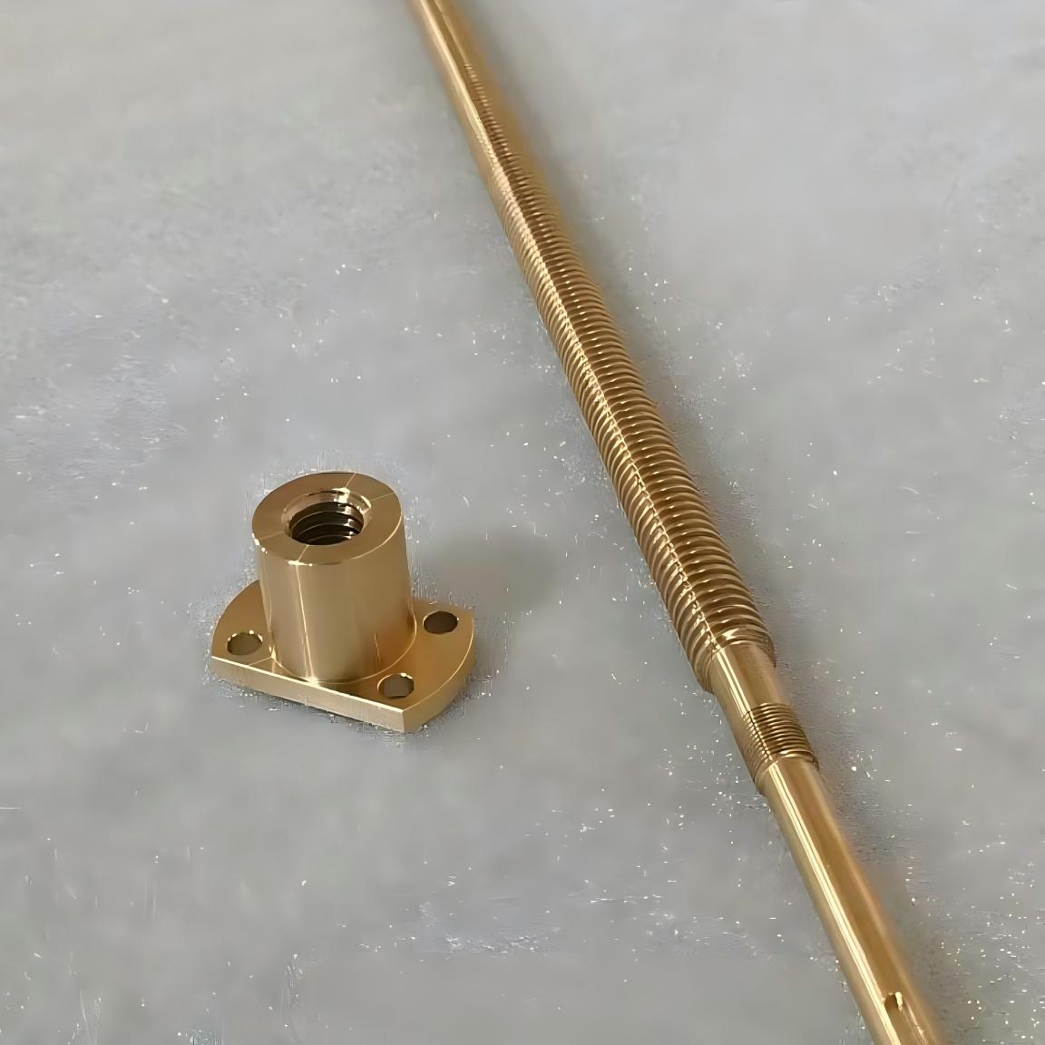 T16 Diameter 16mm Corrosion Resistance Tr16x3 Brass Lead Screw And Flange Nut