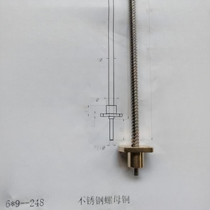 Diameter 6mm Lead 9mm Tr6x9 T6x9 SUS304 Lead Screw And Brass Flange Nut