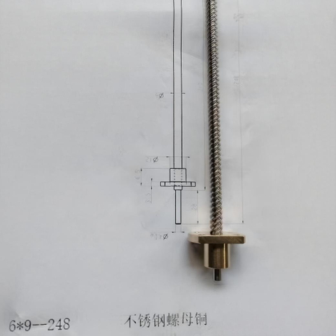 Diameter 6mm Lead 9mm Tr6x9 T6x9 SUS304 Lead Screw And Brass Flange Nut
