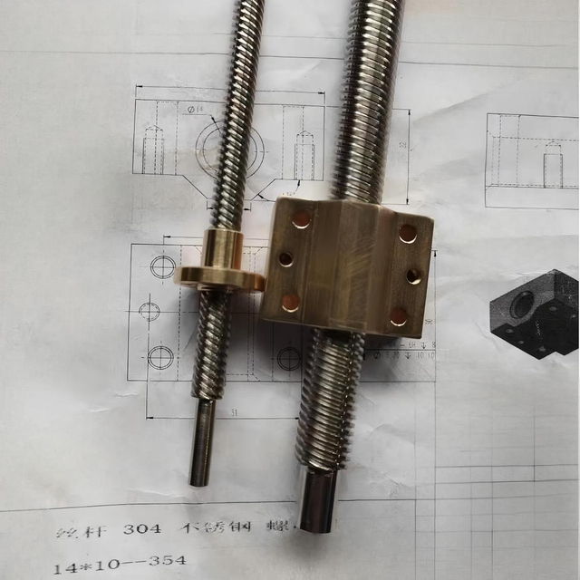 Diameter 14mm Lead 10mm Tr14x10 T14x10 Trapezoidal Lead Screw with Copper Nut