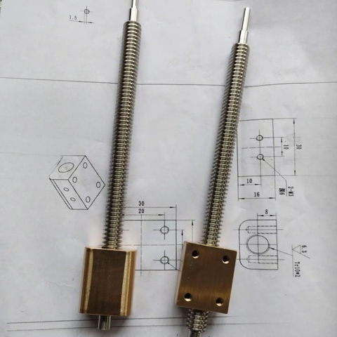 T10x2 Tr10x2 Stainless Steel Lead Screw And Brass Square Nut
