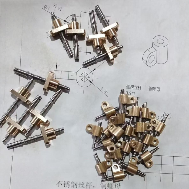 3.5mm 4mm Diameter 1mm Lead T3.5 T4 Tr3.5X1 Tr4x1 Lead Screw with Brass Nut