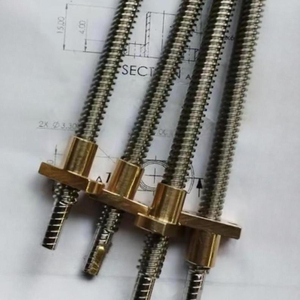 Diameter 8mm Lead 6mm Tr8x6 T8x6 SUS304 Lead Screw And Brass Flange Nut