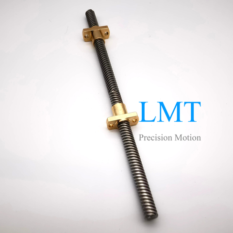 Tr8x8 Bidirectional Lead Screw 2mm Pitch 4 Starts Twin Lead with Bronze Flange Nut