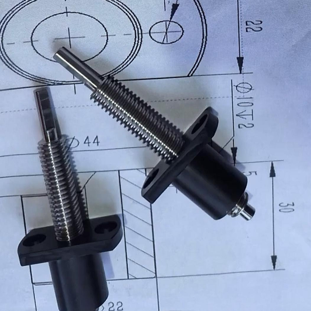 Diameter 12mm Lead 2mm Tr12x2 T12x2 SUS304 Lead Screw And Flange Acetal Nut