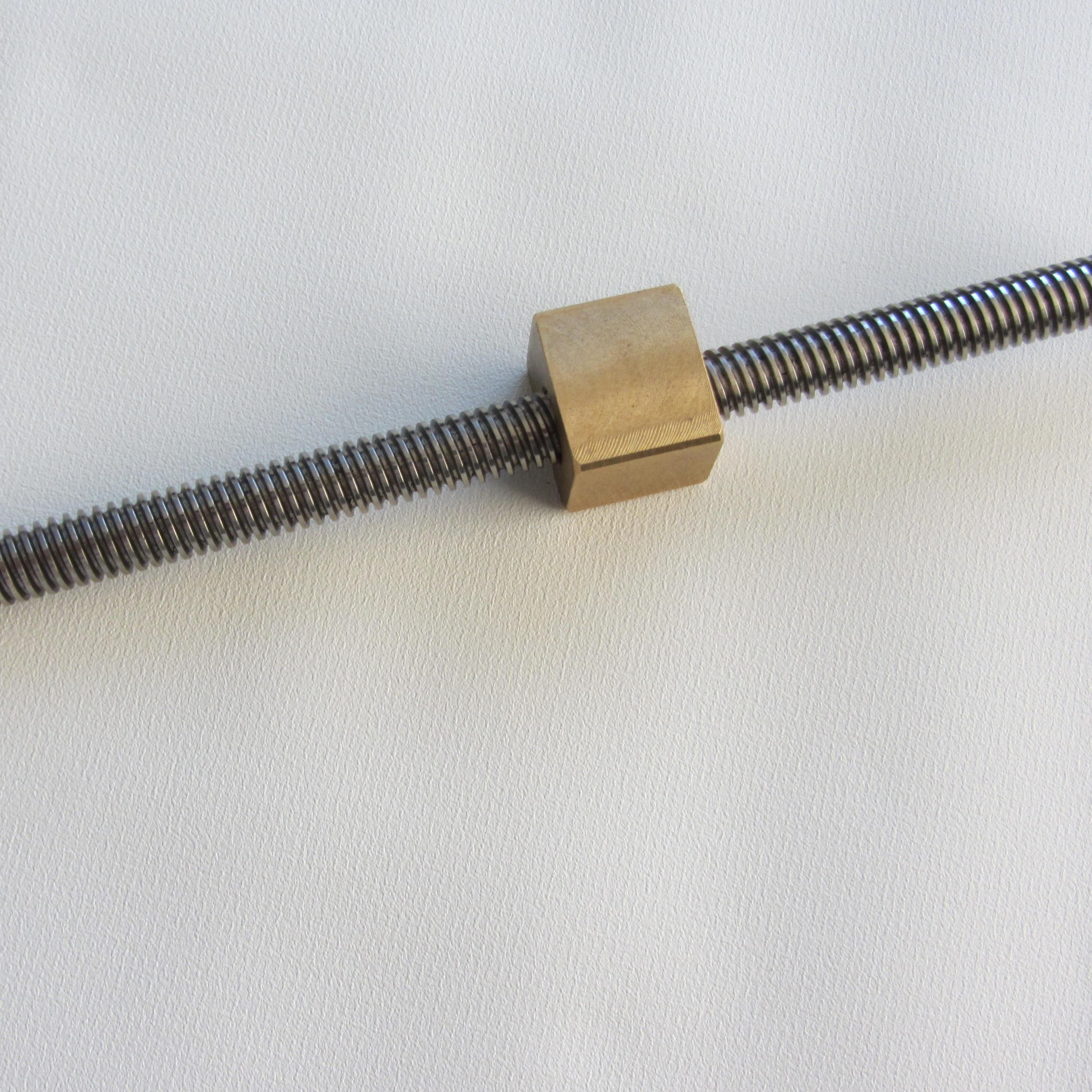 Diameter 14mm Lead 2mm Tr14x2 SUS304 Lead Screw with Brass Square Nuts