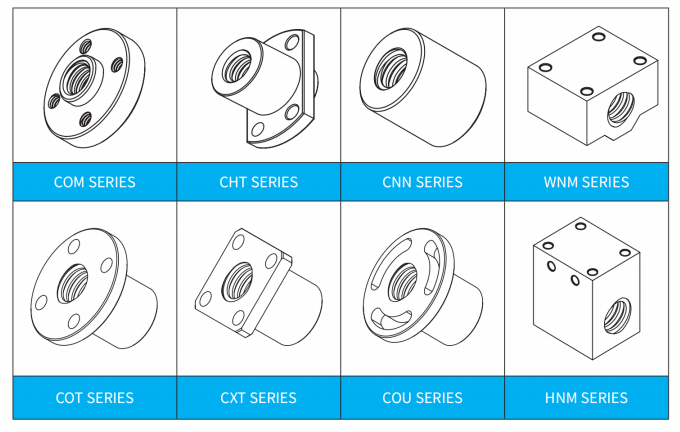 Various lead screw nuts