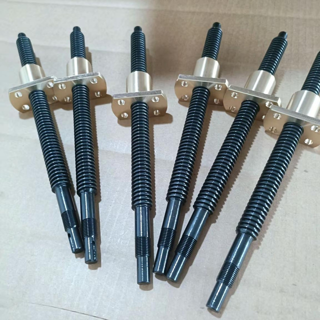 Diameter 12mm Tr12x2.5 C45 Black Oxidized Lead Screw And Brass Flange Nut