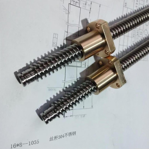 Diameter 16mm Lead 8mm Tr16x8 T16x8 SUS304 Lead Screw with Bronze Flange Nut