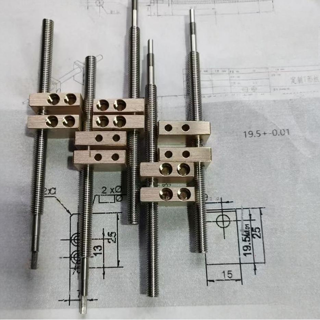 Diameter 6mm Lead 2mm Twin Lead T6x2 Tr6x2 Bidirectional Lead Screw with Brass Square Nut