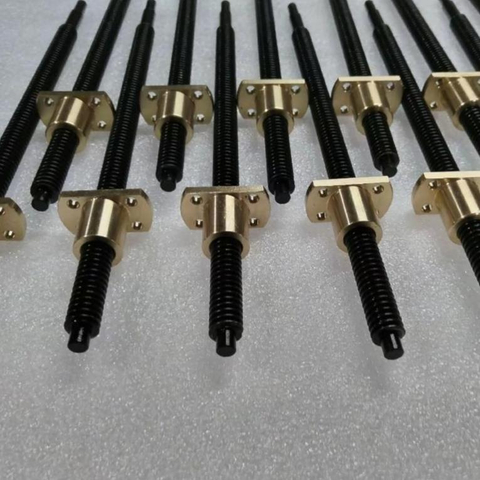 OD 16mm Pitch 2mm Tr16x2 C45 Black Oxide Lead Screw And Bronze Flange Nut