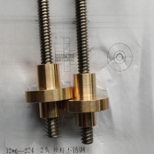 12mm Diameter 6mm Lead Tr12x6 Trapezoidal Lead Screw And Flange Tin Bronze Nut