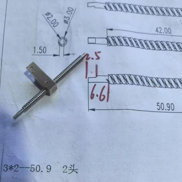 Diameter 3mm Lead 2mmTr3x2 T3x2 SUS304 Trapezoidal Lead Screw with Nut