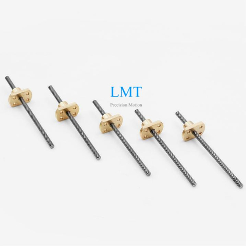 3.5mm Diameter 1mm Pitch Tr3.5x1 SS304 Lead Screw with Flange Brass Nut ROHS Compliant