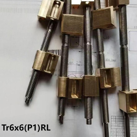 6mm Diameter 6mm Lead Twin Lead T6x6 Tr6x6 Bidirectional Lead Screw with Brass Nut