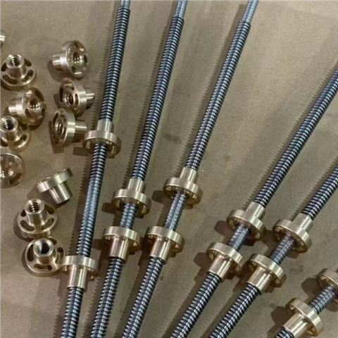 Diameter 8mm Lead 1mm Tr8x1 Bidirectional Lead Screw And Brass Flange Nut
