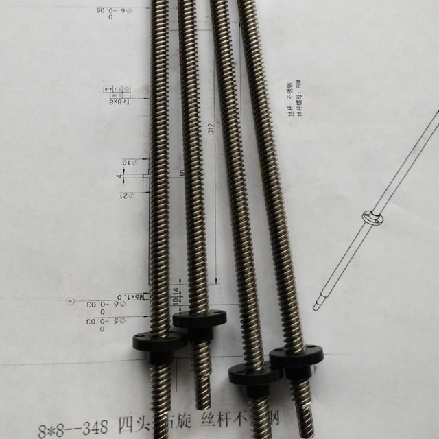 Diameter 8mm Lead 8mm Tr8x8 SUS304 Lead Screw And POM Flange Nut