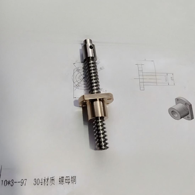 Diameter 10mm Lead 3mm Tr10x3 T10x3 SUS304 Lead Screw And Copper Flange Nut