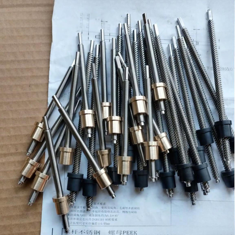 Tr6x6 Tr6x12 Diameter 6mm Lead 6mm 12mm SUS304 Lead Screw And Brass PEEK Nuts